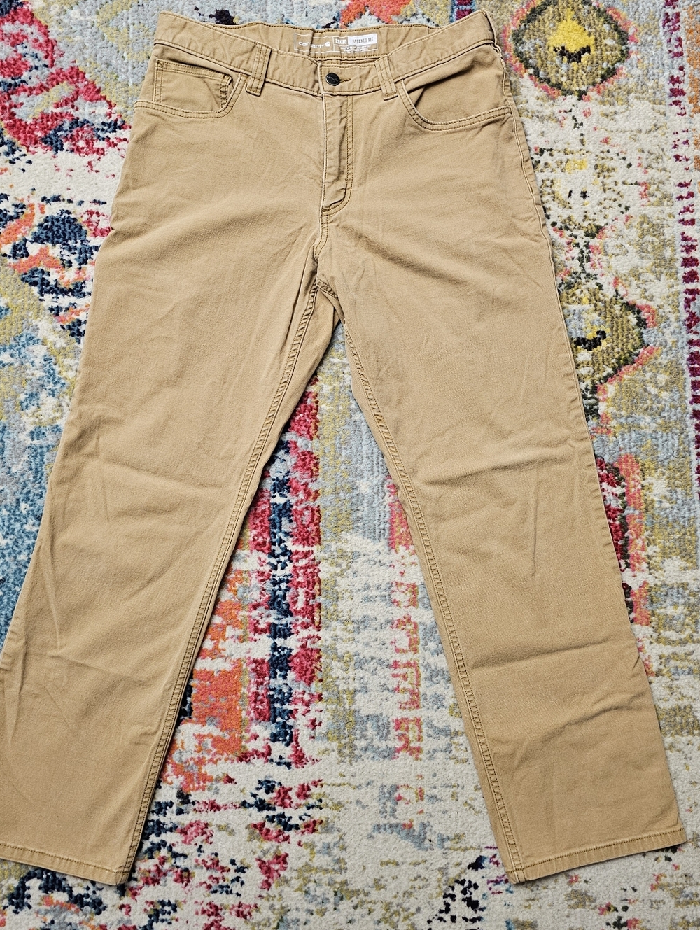 Carhartt Rugged Flex Relaxed Fit Canvas 5-Pocket Work Pants Men's 33x30 Beige